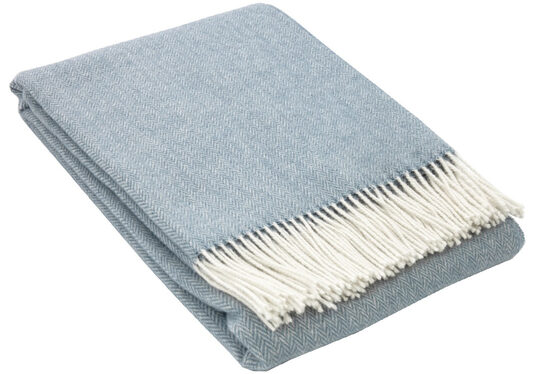 Плед из шерсти HERRINGBONE BLUE